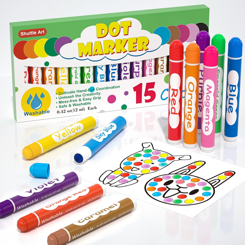 , 15 Colors Washable Markers For Toddlers,bingo Daubers Supplies K...