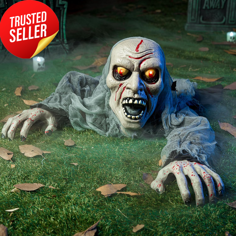 Halloween Zombie Groundbreaker Decoration Light Up Blood Sound Yard Patio