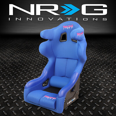 Ковшеобразное гоночное сиденье NRG Halo Prisma, одобренное FIA, из синей ткани с фиксированной спинкой, Большое