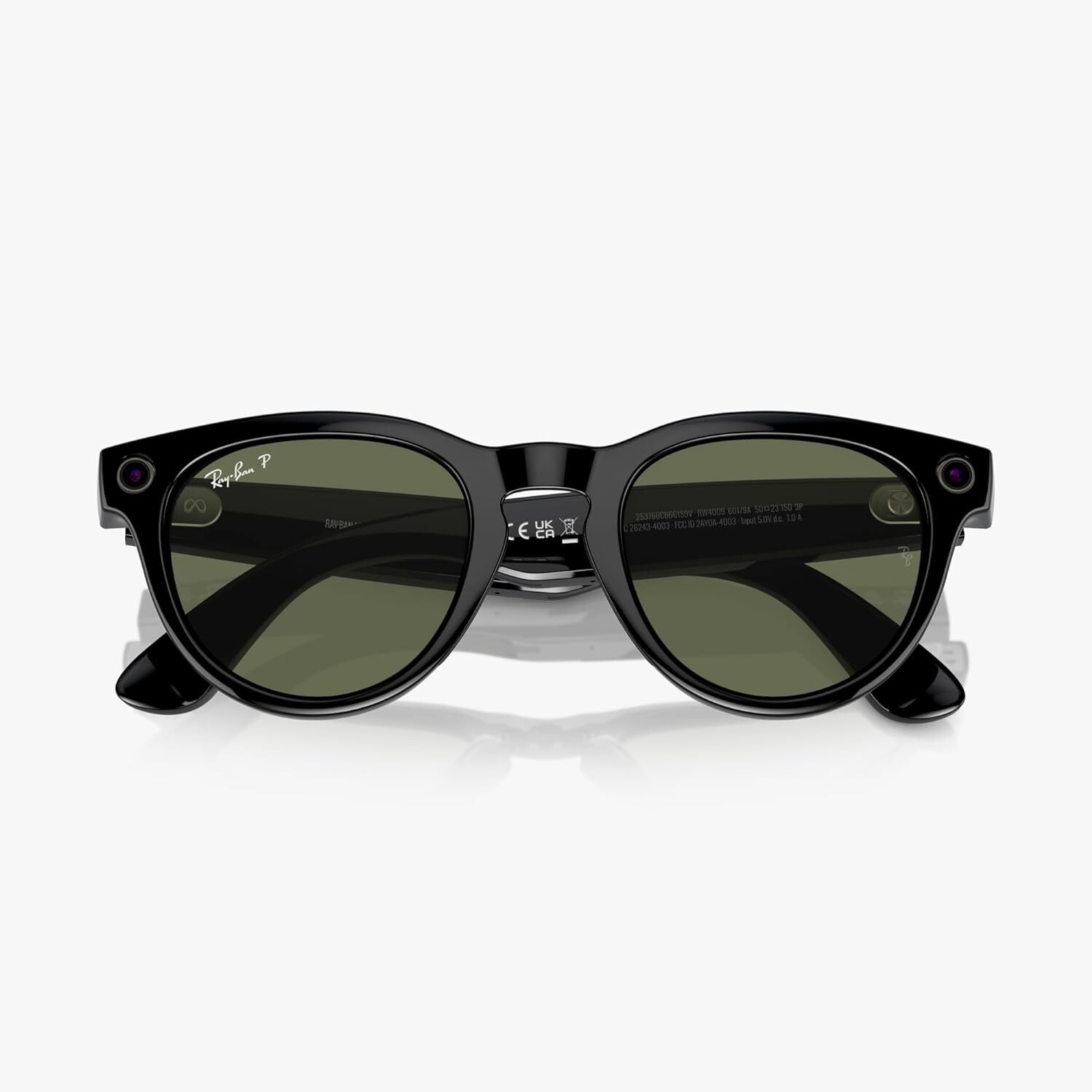 Pre-owned Ray Ban Ray-ban Meta Headliner Smart Glasses L Matte Black Clear G15 Green Transitions