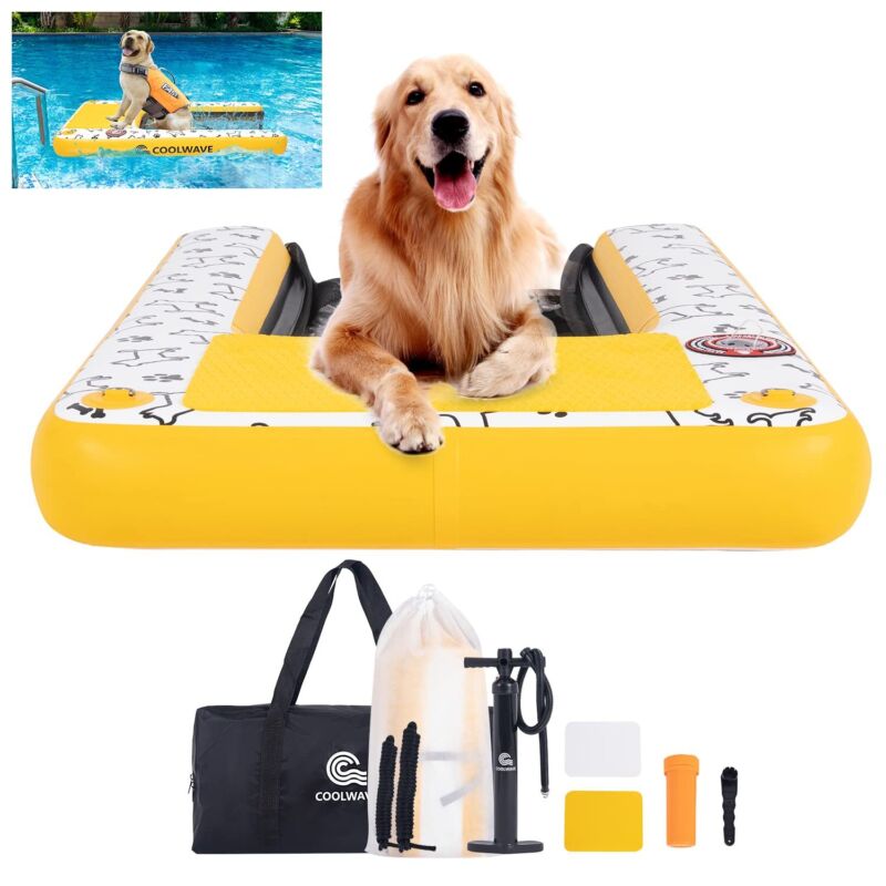 COOLWAVE Extra Large Inflatable Pup Plank, Dog Water Ramp, Pool Ramp for Dogs