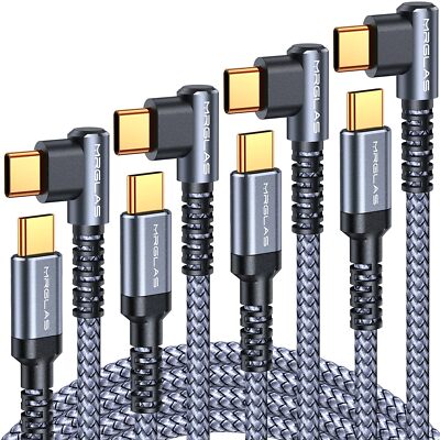MRGLAS USB C to USB C Cable 60W 4-Pack 10+6.6+3.3+1.6FT90° Gold-Plated Type C...