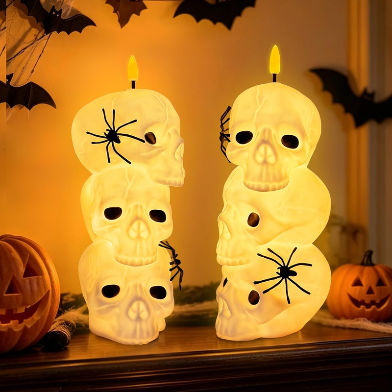 Halloween Kerzen LED Flammenlose, Halloween Deko Innen Outdoor Deko Tisch