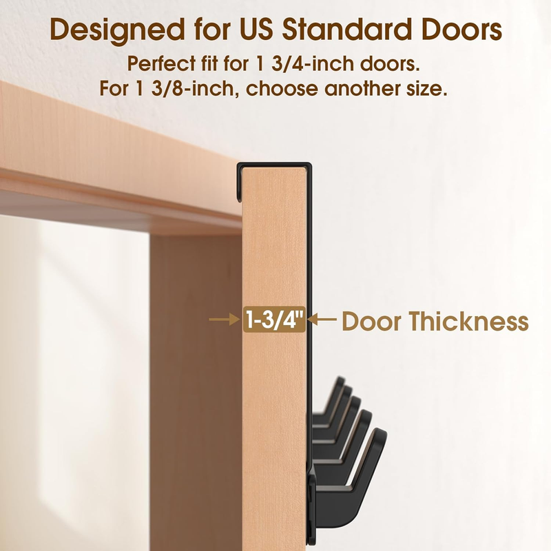 Over The Door Hooks Hanger with Extended Arms, Fits 1 3/4" Doors - Bathroom Acce
