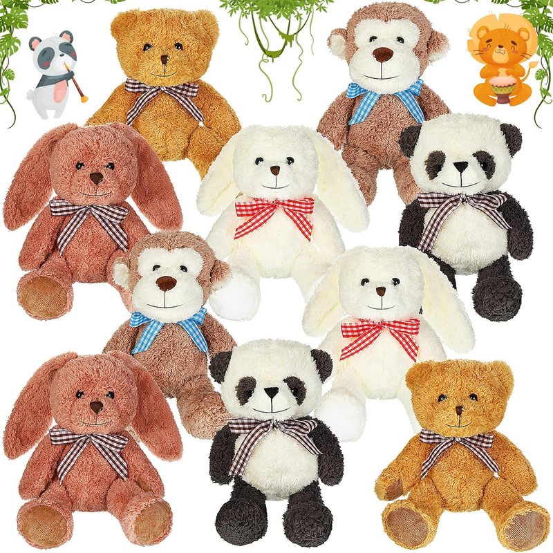 Plush Cute Bear Monkey Panda Rabbit Toy With Ribbo