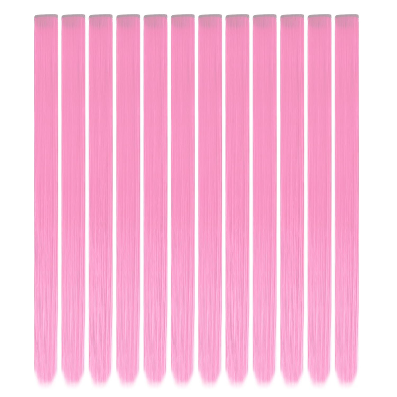 12 Pcs Colored Clip In Hair Extensions 22 Inch Straight Party Highlights Women