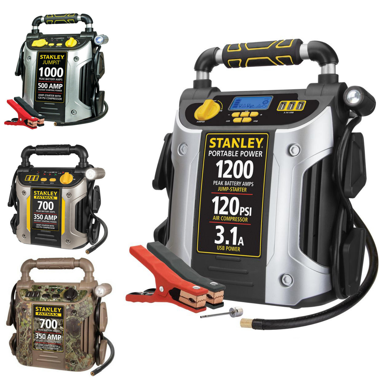 Battery Jump Starter Air Compressor Peak Portable Car Charger Booster