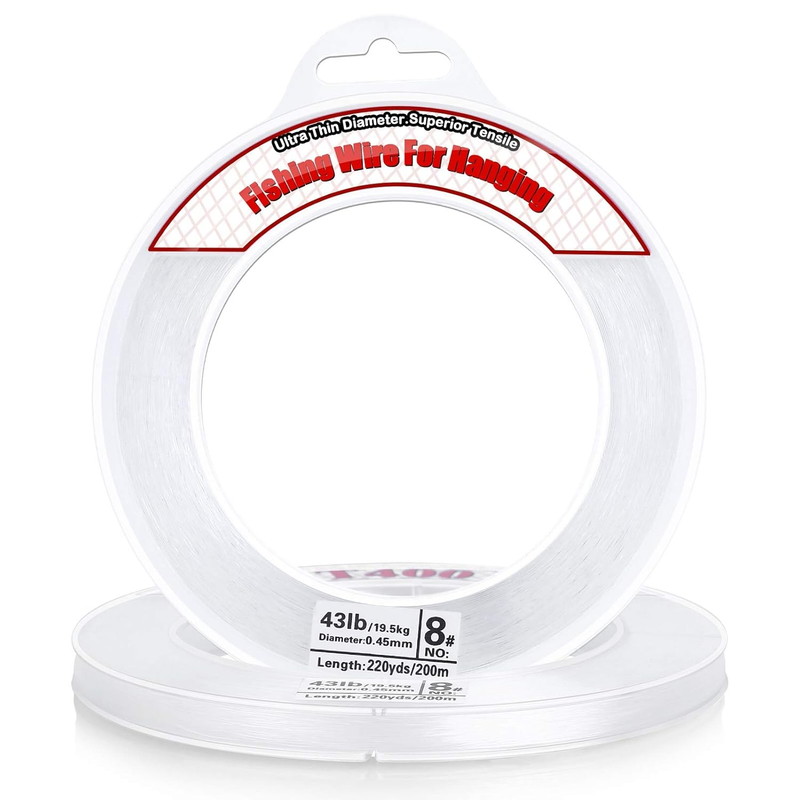 Clear Fishing Wire, 656FT Fishing Line Clear Invisible Hanging Wire Strong Nylo