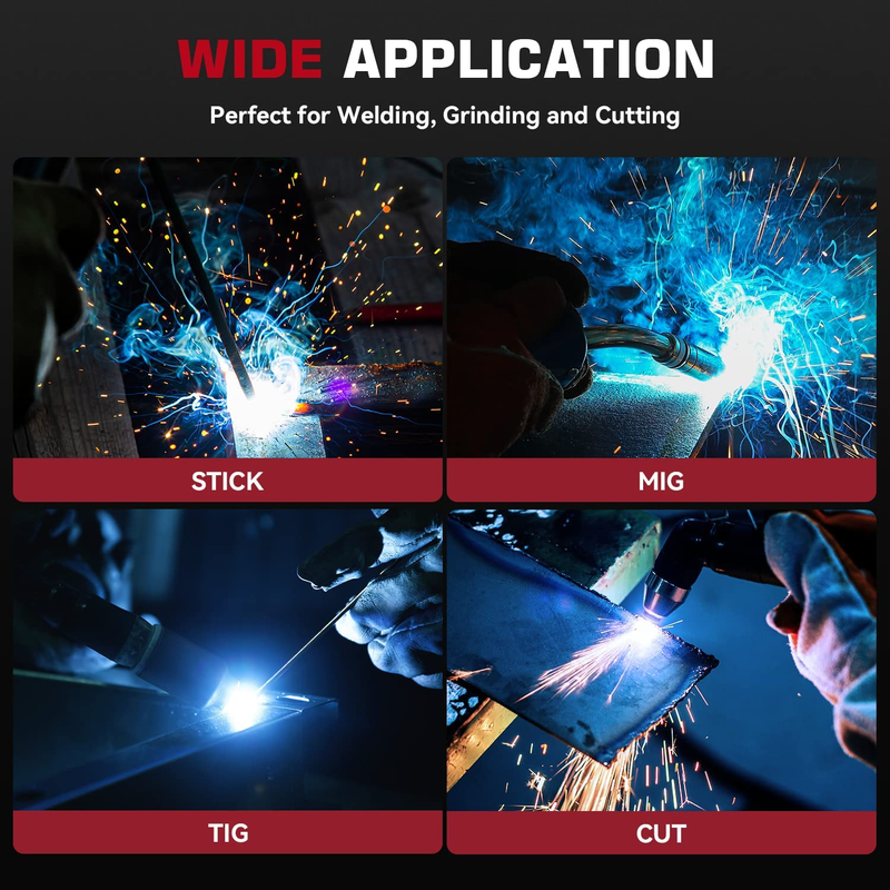 Large Viewing Screen Welding Helmet, 1/1/1/1 Top Optical Clarity Auto Darkening