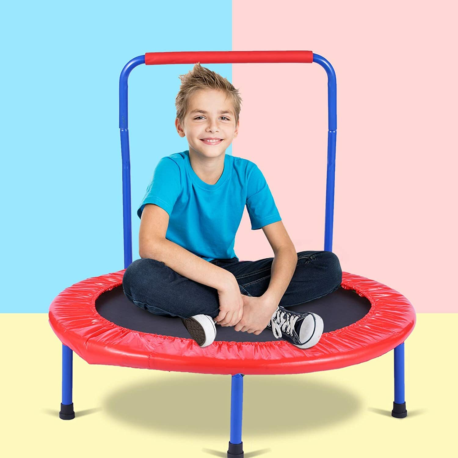 Trampolin Kinder Indoor Jumper 91cm Fitnesstrampolin für Kinder ab 3 Jahren 70kg