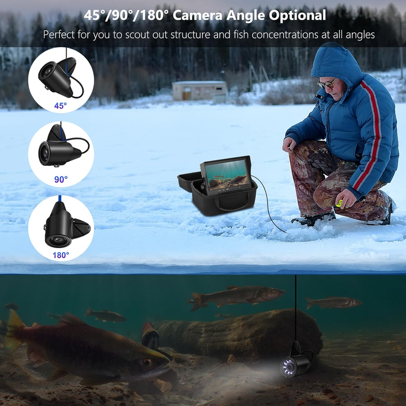 2023 Upgrade Underwater Fishing Camera W/Bracket - 7 Inch Ice Fishing Camera Und