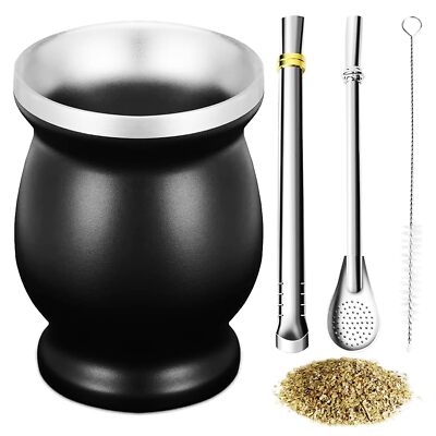 ABM&Y Yerba Mate Cup Set, Yerba Mate Gourd with 2 Bombilla, Tea Cup Set 8 Oun...