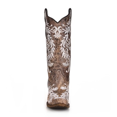 Pre-owned Corral Boots Corral Womens A3753 Brown Leather 13in Glow In The Dark Fashion Boots