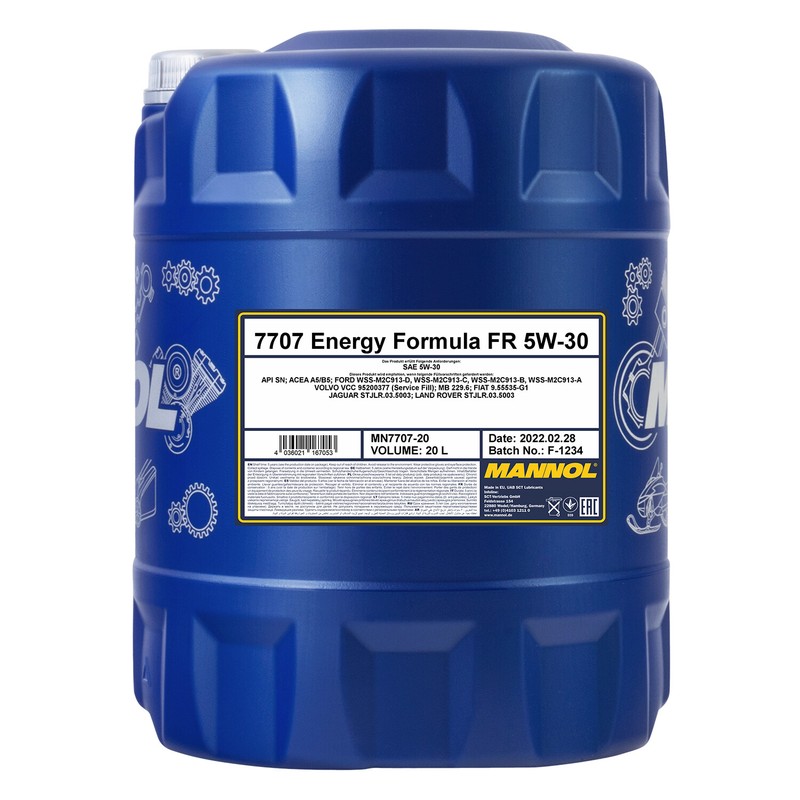 Mannol 7707 Formula Fr Sae 5w-30 MotorÃ¶L, Api Sn, Acea A5/B5, 20 Liter
