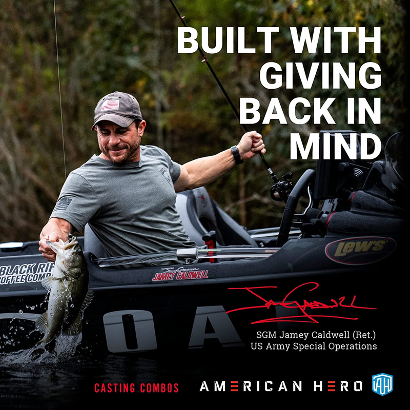 American Hero Camo Spinning Reel and Fishing Rod Combo, 2-Piece All-Purpose IM7