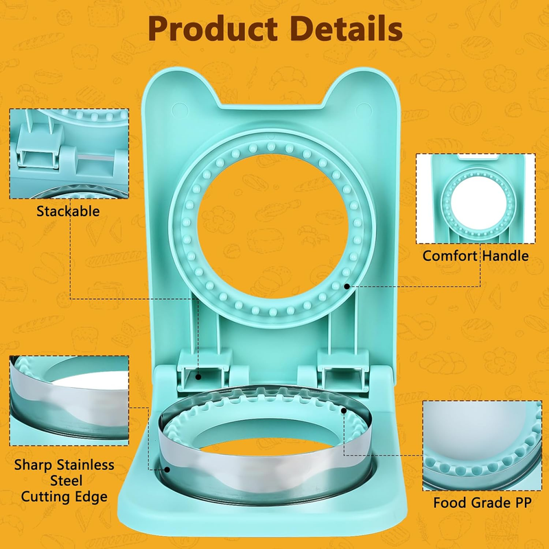 Sandwich Cutter and Sealer, Round Stainless Steel Uncrustables Sandwich Cutter f