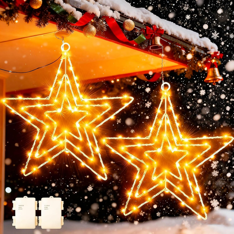 Weihnachtsstern Beleuchtet, 2 Stück 75 LED Fensterlicht Weihnachten