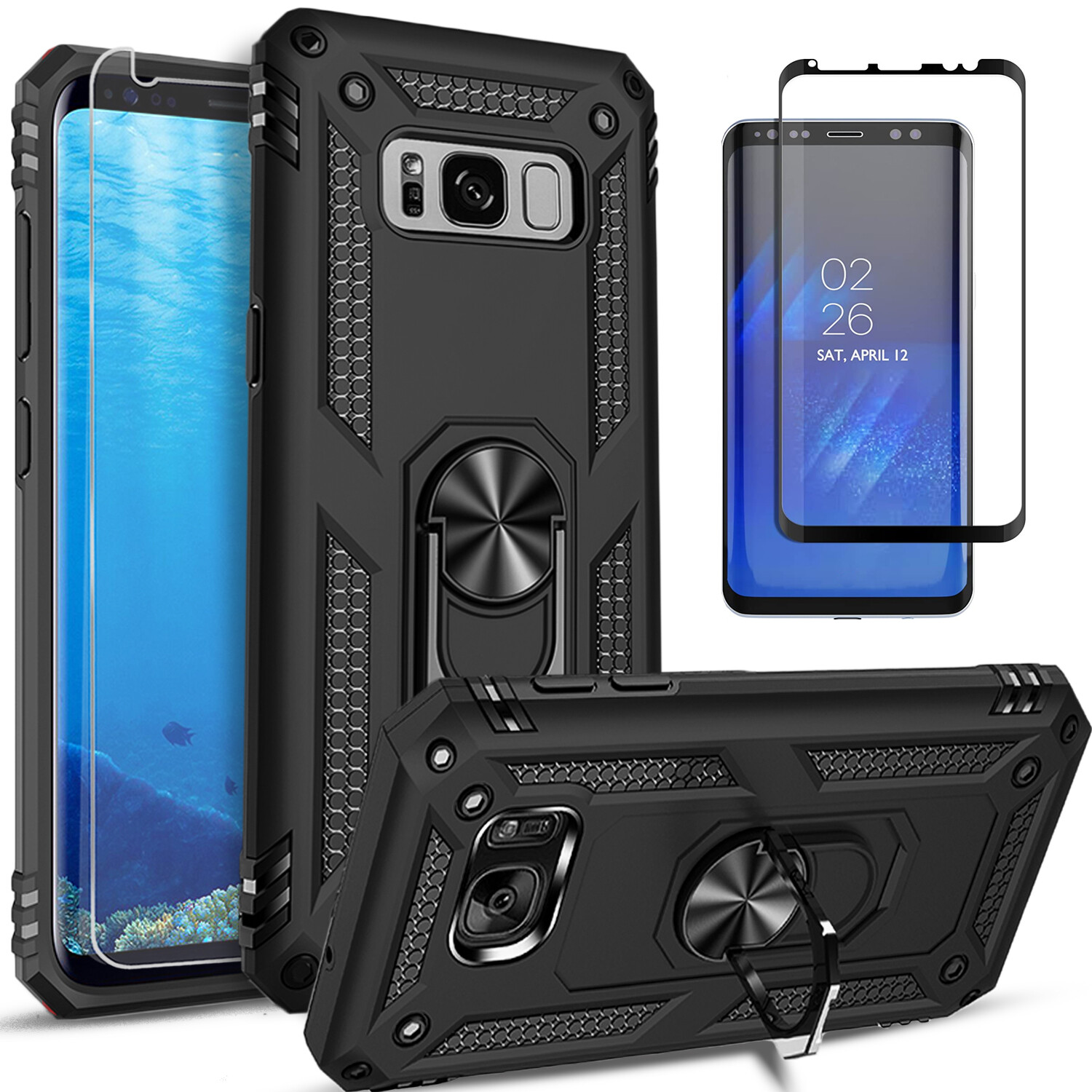 Купить Чехол для мобильного телефона Чехол для телефона Samsung Galaxy  S8/S8 Plus с подставкой и экраном из закаленного стекла Samsung Galaxy S8  Black Case Only, цена 1 790 руб — (224175451179), США