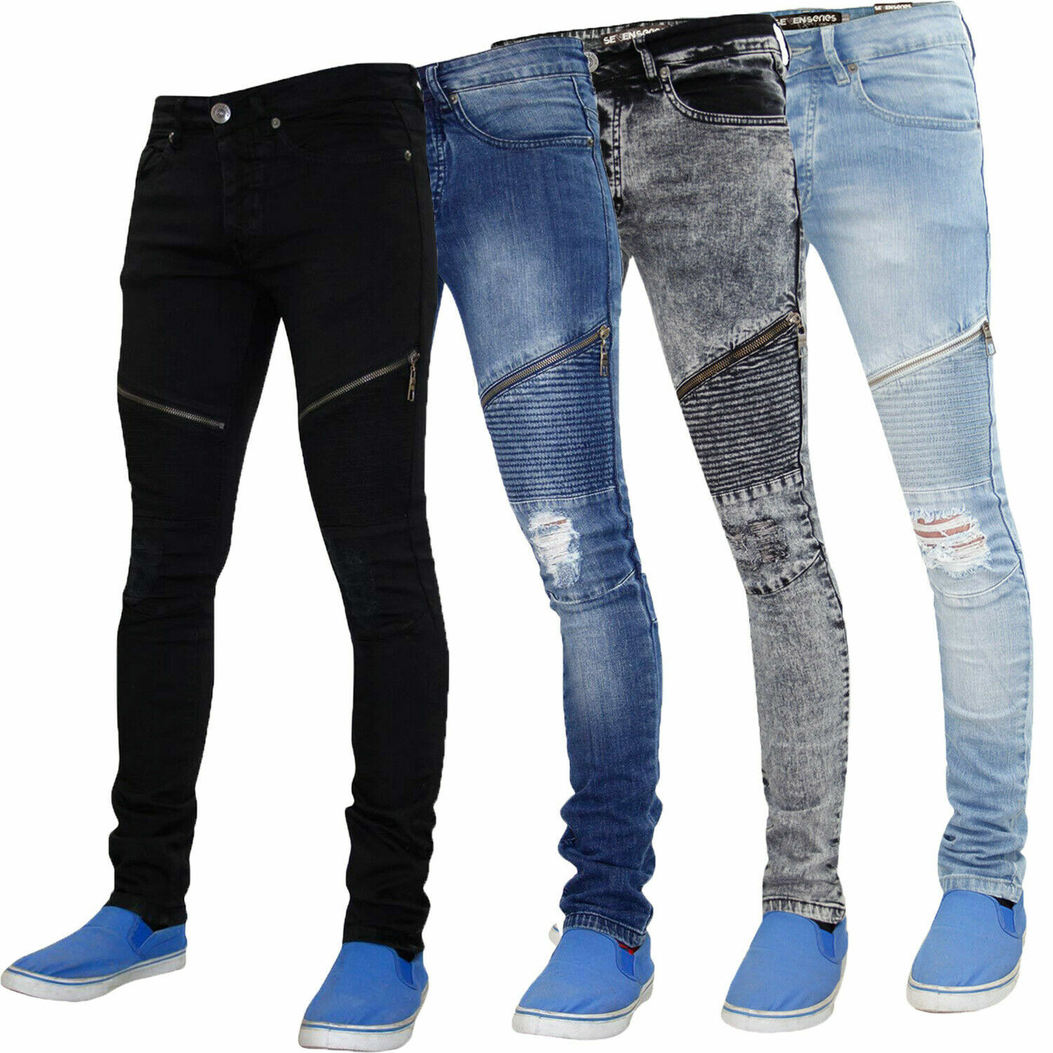 distressed biker jeans