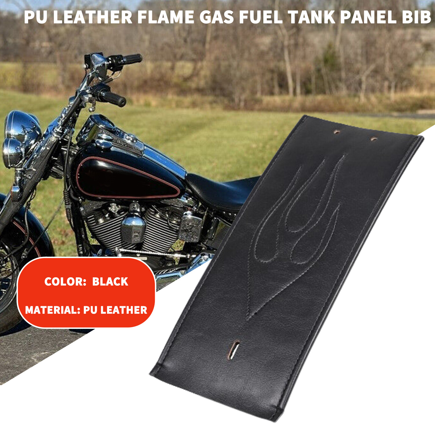 ハーレーダビットソン・マッドフラップ／FLSTC ブラックフリンジ付きバイク用マッドガードフラップPUレザー