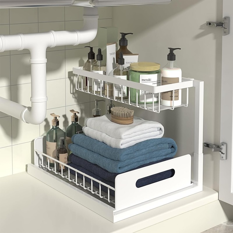 Under Sink Organizers Storage 2 Tier Slide Out Kitchen Cabinet