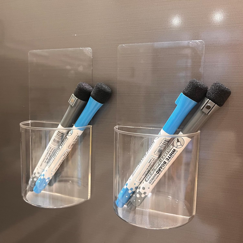 Dry Erase Marker Holder(2 Pack+4 Marker), Removable Wall Pen Holder, Whiteboard
