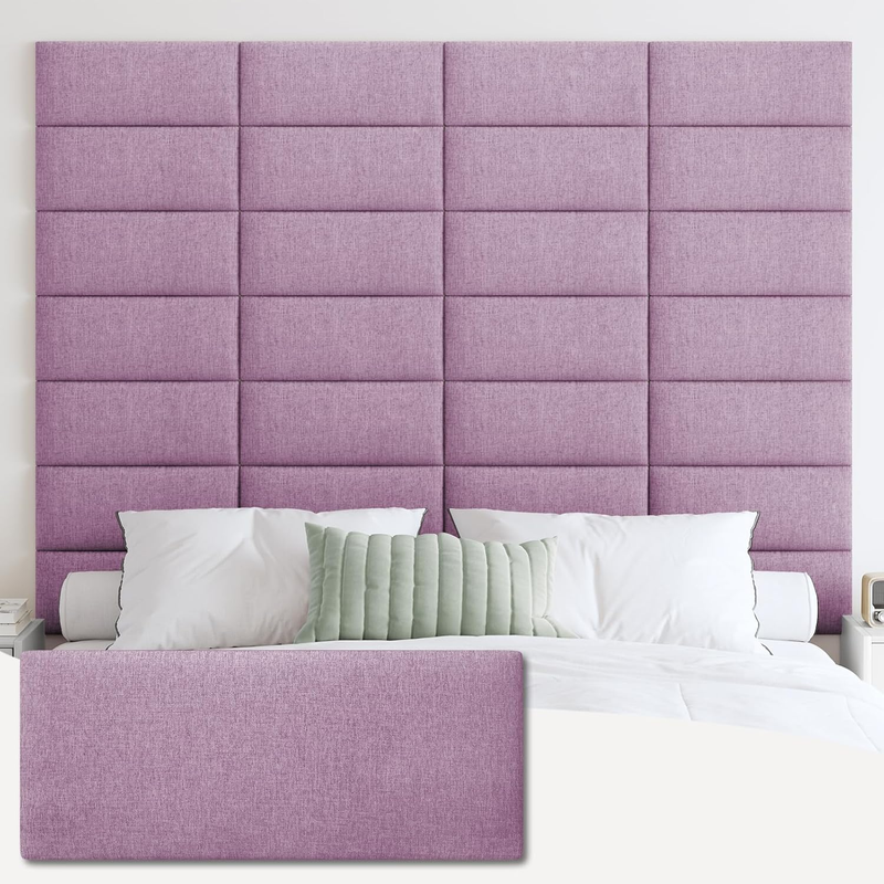 Upholstered Wall Mounted Headboard, 3D Soundproof Wall Panels Peel and Stick for King Size, Reusable and Removable Tufted Bed Headboard in Dark Pink (12 Panels, 10