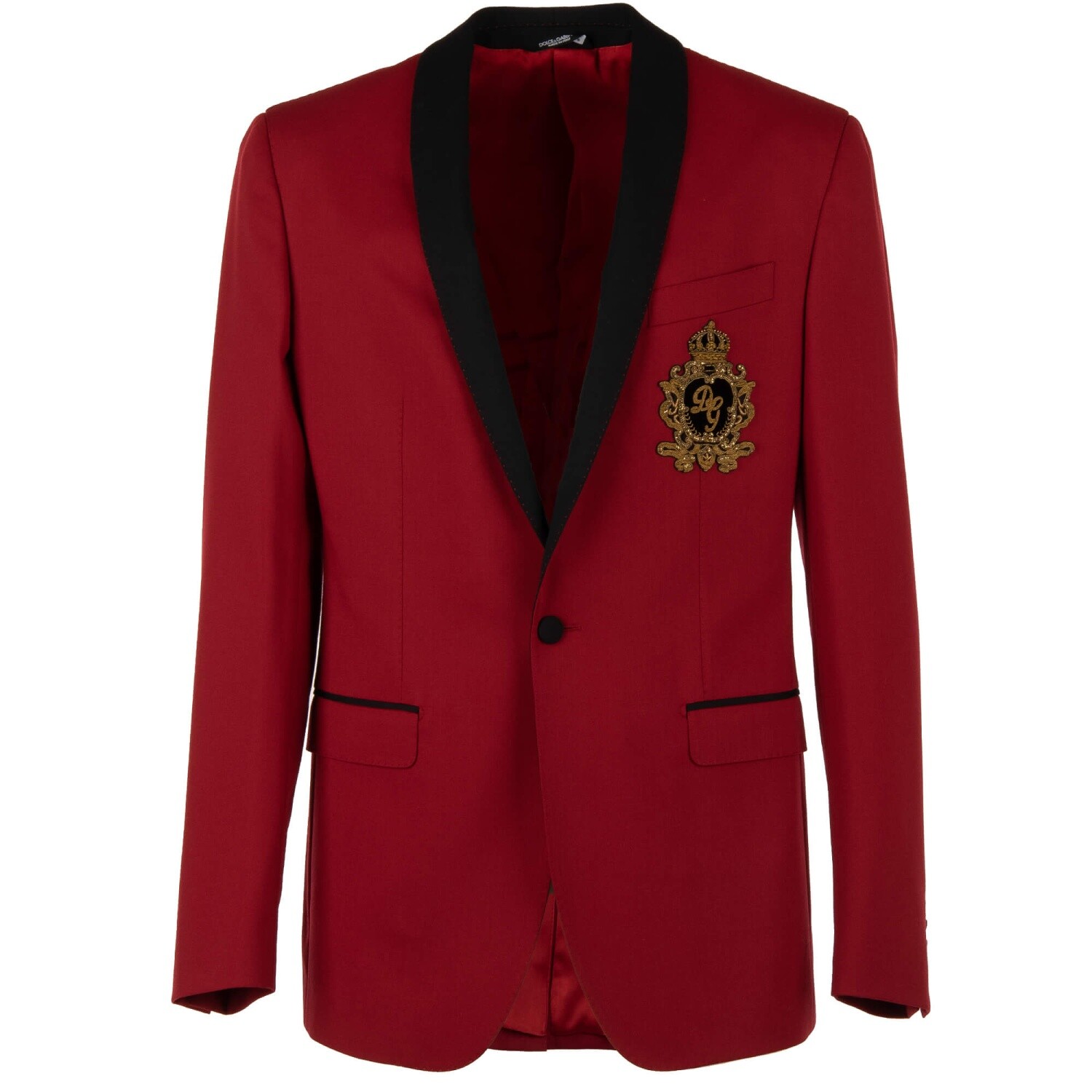 

DOLCE - GABBANA Шерстяной пиджак с логотипом Crown NAPOLI Красный Черный 48 США 38  12285