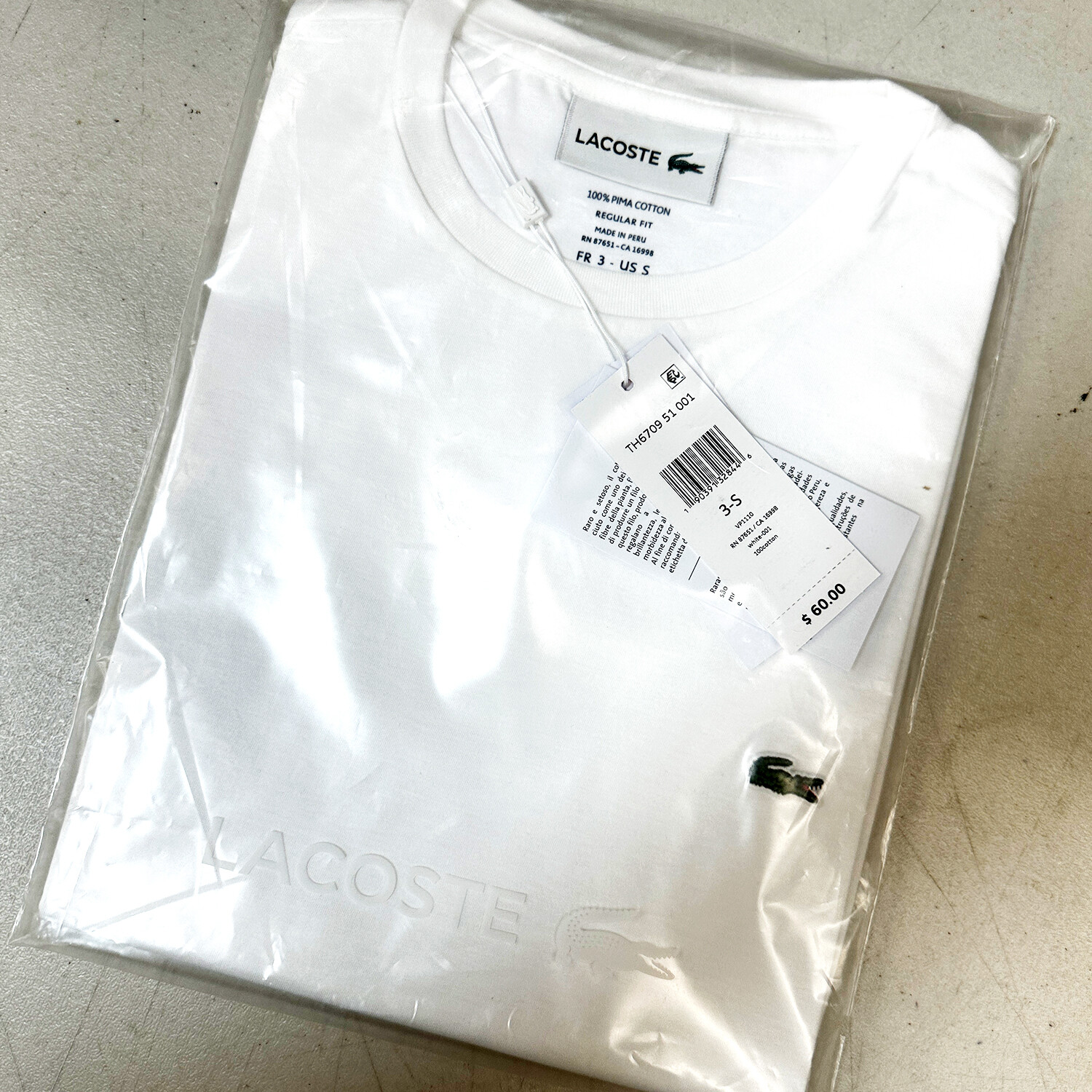 NEW* Men Lacoste Crew Neck Pima Cotton Jersey T-shirts White