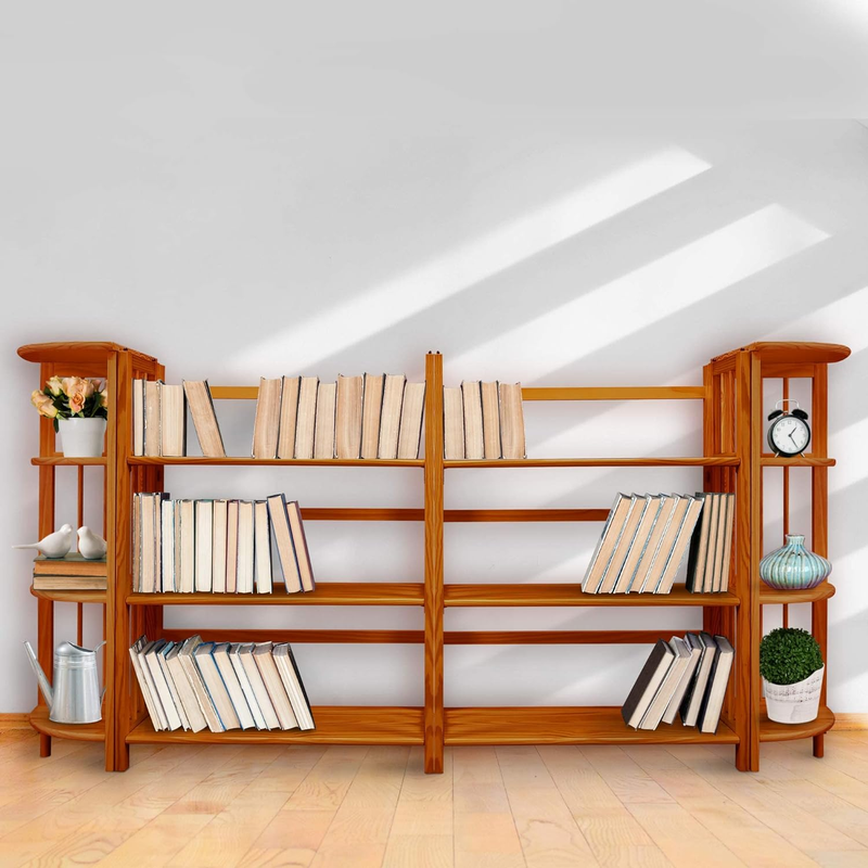 3Tier 11.5x27.5x38" Foldable sturdy Stackable Bookcase Honey Oak for Office Home