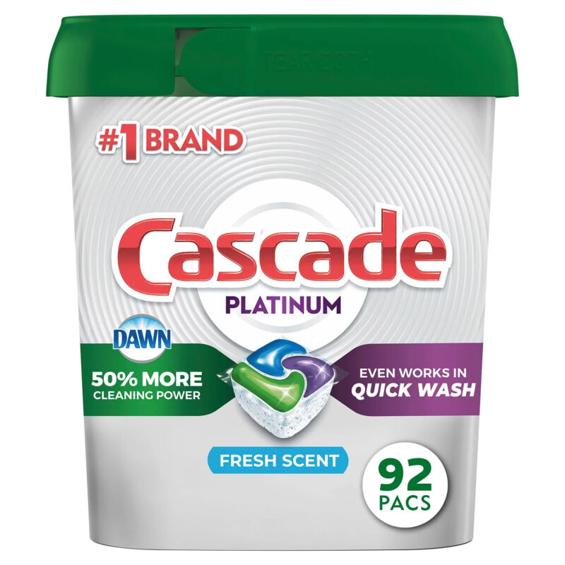 Cascade Platinum ActionPacs Dishwasher Detergent, Fresh (92 ct.)