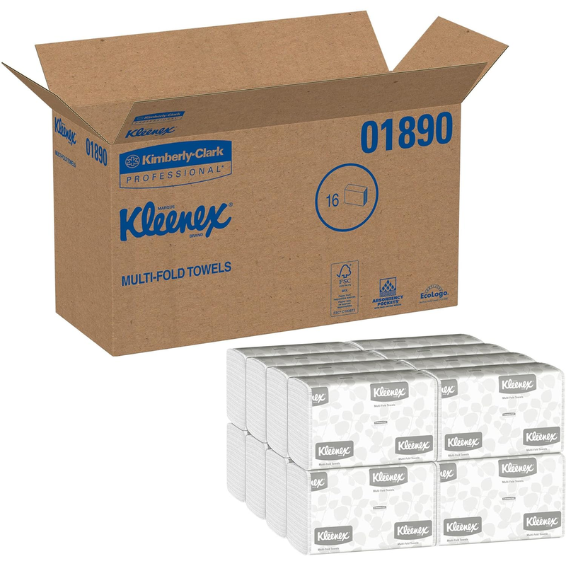 1-ply - White, 9.2" X 9.4" 2400 Sheets/case,  16 Packs