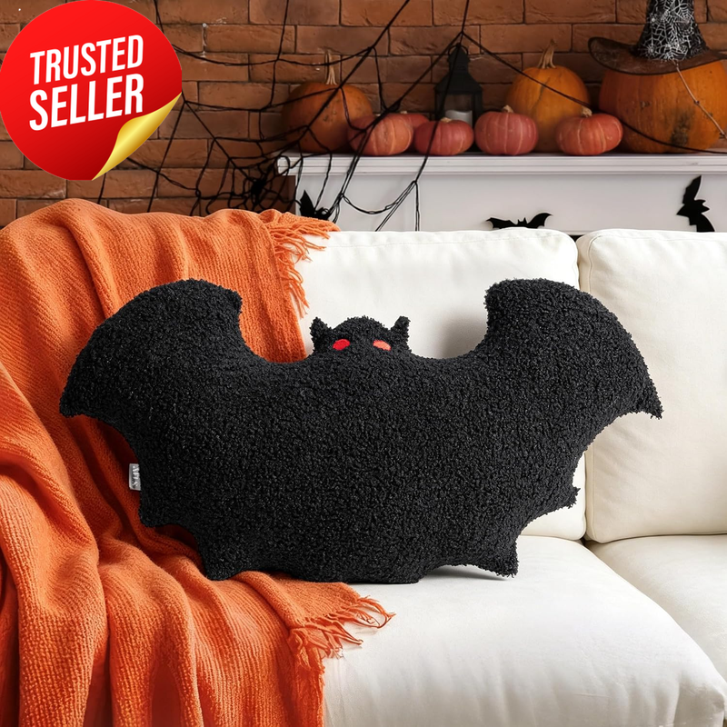 Halloween Bat Plush Pillow 60Cm Black Decorative Cushion