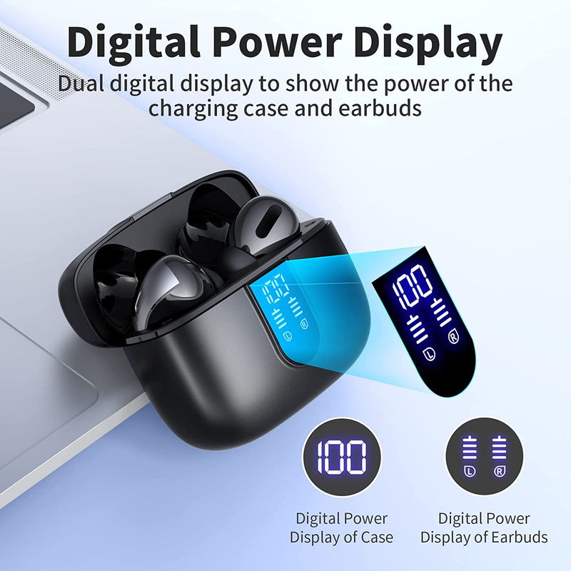Bluetooth Headphones True Wireless Earbuds 60H Playback LED Power ...