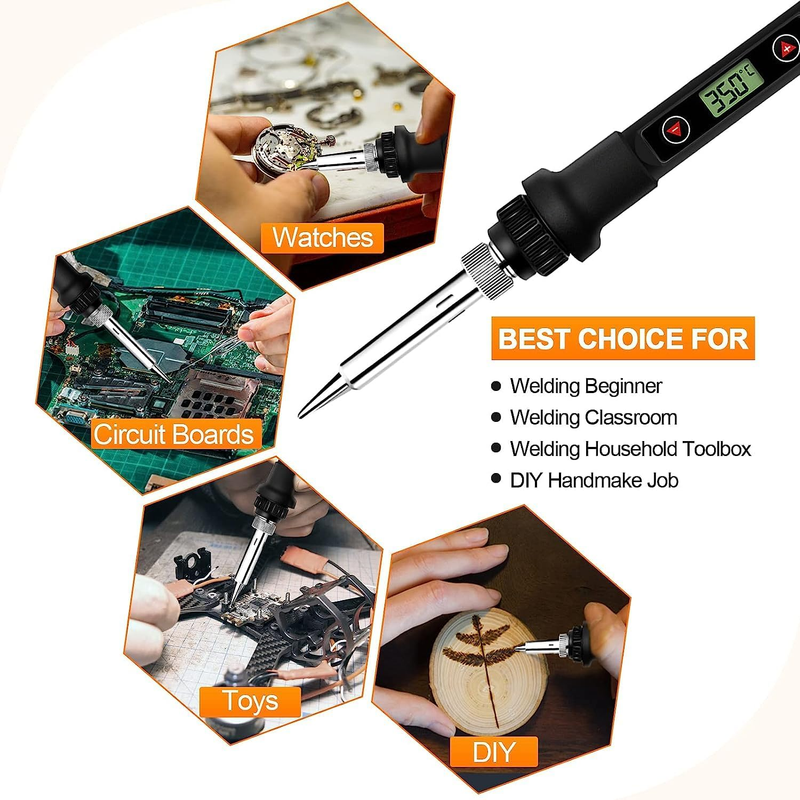 Soldering Iron Kit 80W LCD Adjustable Temperature 180-520℃ Solder Kit Electronic