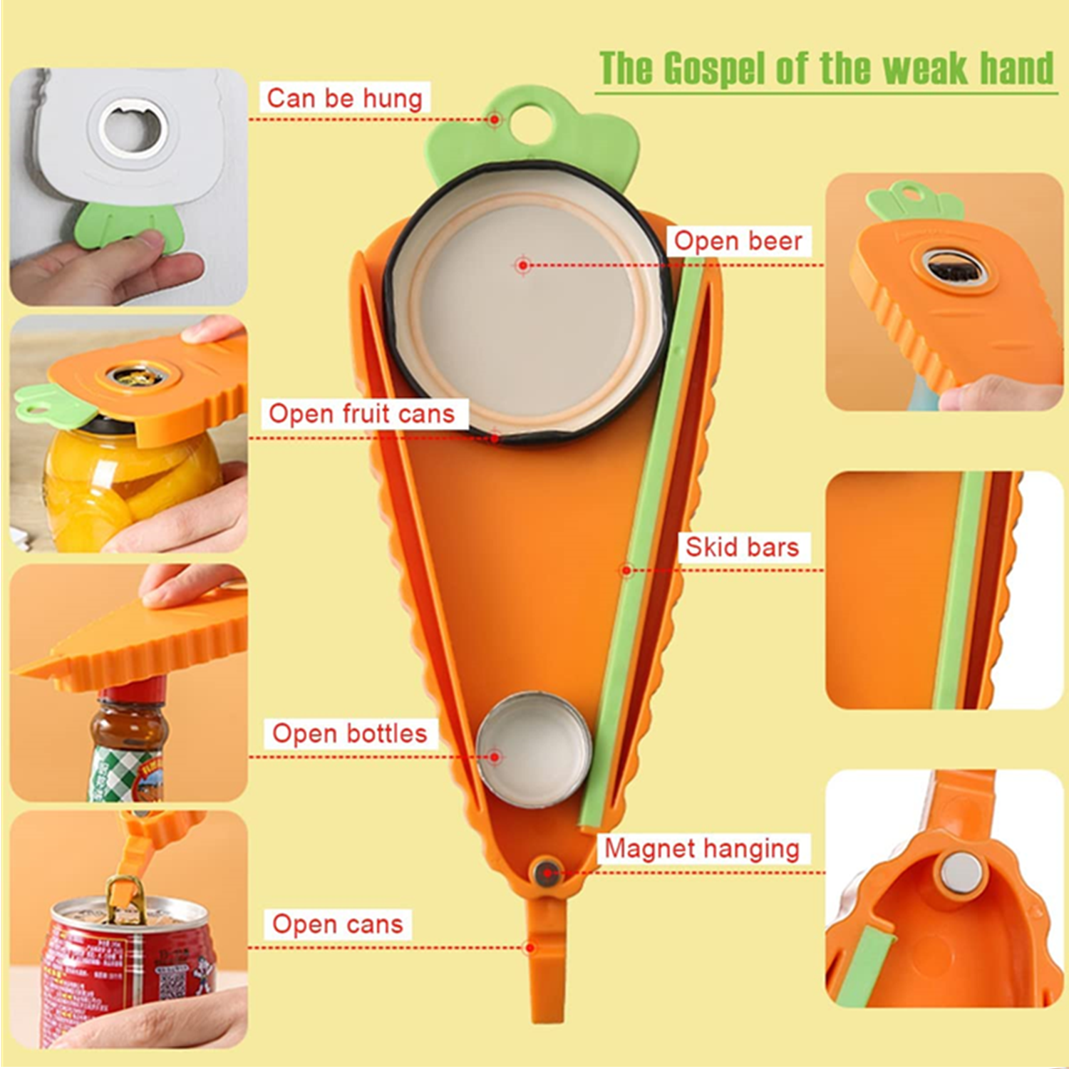 3 in 1 Carrot Radish Jar Bottle Can Opener Cap Bottle Kitchen Tool Fridge Magnet