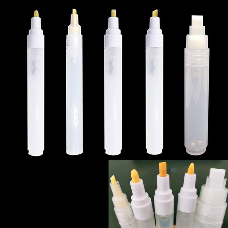 Glacely 5 Pack Refillable Paint Pens Empty Acrylic Permanent Marker Fillable Bla