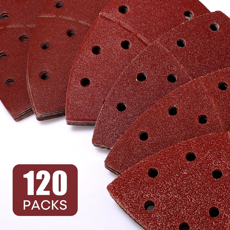 120-Piece Mouse Sander Pads, Detail Sander Sandpaper, Palm Sander Sandpaper, Ass