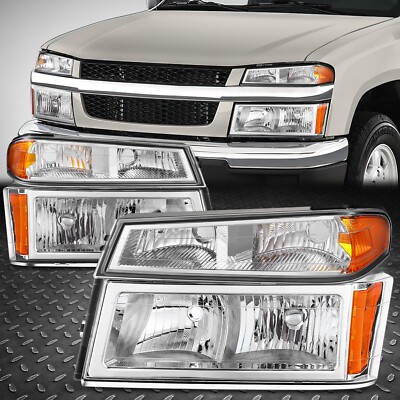 Для 04-12 Chevy Colorado GMC Canyon Хромированный корпус Янтарные угловые лампы фар