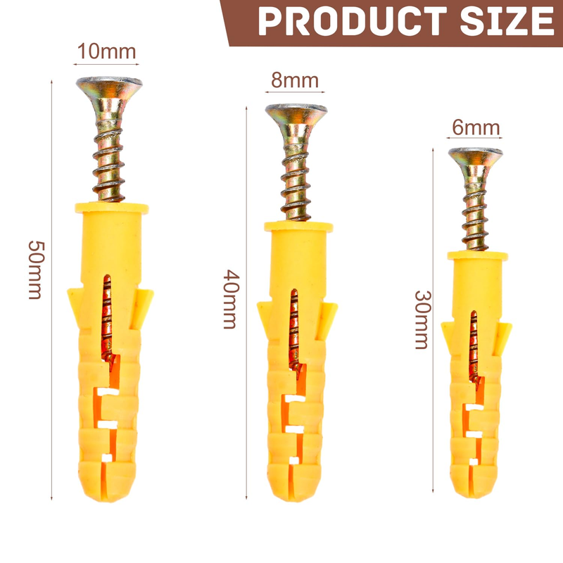 100 Pcs Drywall Anchors and Screws Plastic Wall Plugs and Screws Screws Wall Plu