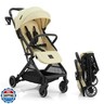 Gromast Compact Fold Baby Stroller, Lightweight Travel Toddler Stroller with One-Click Fold, Extendable UPF50+ Canopy, Cup Holder, UV Protected and Waterproof, One-Hand Folding - Beige