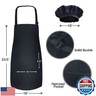 Novelty Place Kid's Apron with Chef Hat Set (3 Set) - Skin-friendly Children’s Bib with Pocket - Cooking, Baking, Painting, Training Wear - Kid's Size (6-12 Year, Black)