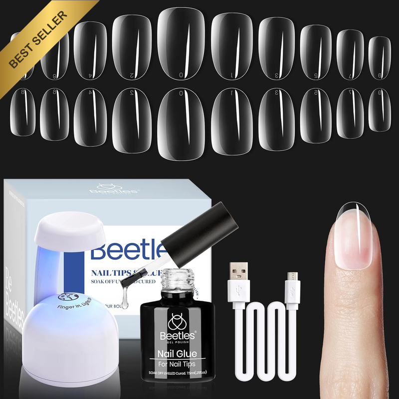 Beetles Nail Kit Gel Nail Polish Nail Extension Kit with 500Pcs Soft Gel Nail Ti