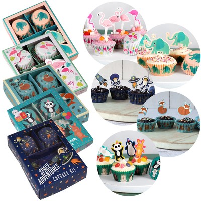 Papier Muffinform Deko-Set 48tlg Picker Fahnen Förmchen Cupcake Backform Wrapper