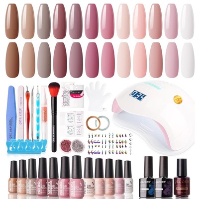 Gellen Gel Nail Polish Kit with U V LED Light 72W Nail Dryer, 12 Gel Nail Colors