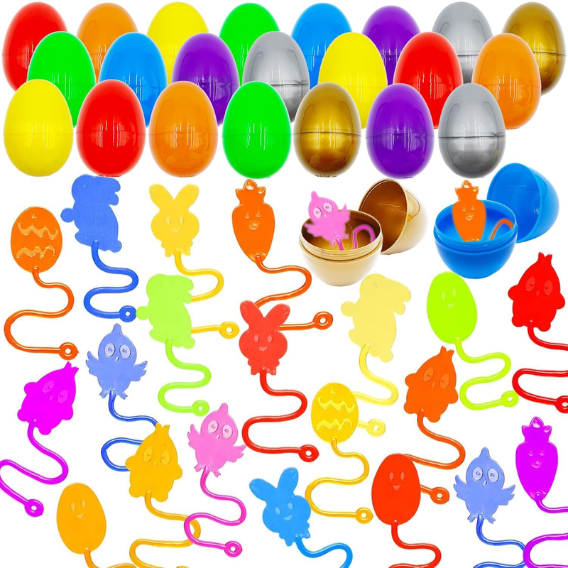 24 Pack Prefilled Easter Eggs with Sticky Hands Toys Kids Bask...