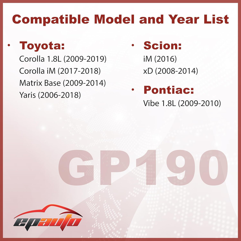 GP190 (CA10190) Engine Air Filter, Replacement for Toyota Corolla 1.8L, Yaris, M