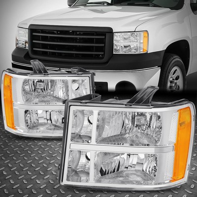 Для 07-14 GMC Sierra 1500 2500/3500HD Хромированный корпус, Янтарные угловые фары