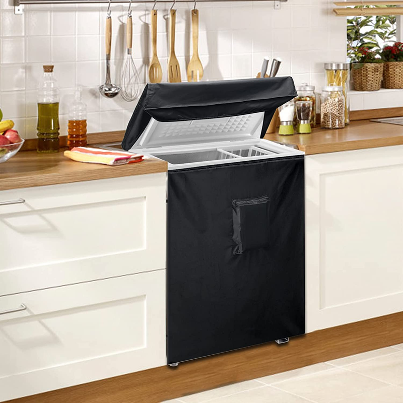 Black Chest Freezer Cover,  Waterproof Freezer Cover 25Lx23Wx34H Compact for 3.5