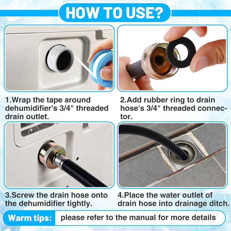 Leakproof Dehumidifier Drain Hose 3/4" FHT - 6.6 FT Thickened Dehumidifier Hose